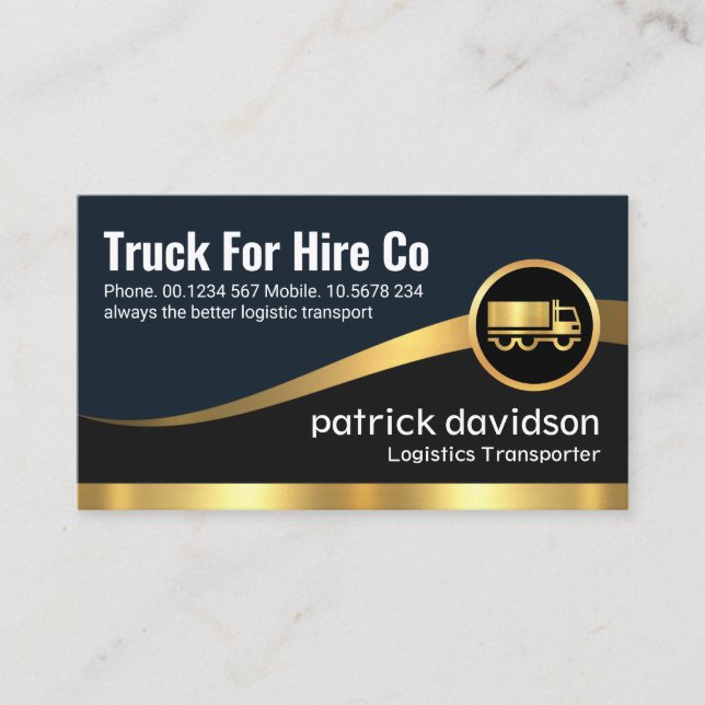 Gold Wave Tab Layers Trucker Business Card (Front)