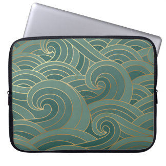 Gold Wave: Traditional Oriental Luxury Laptop Sleeve