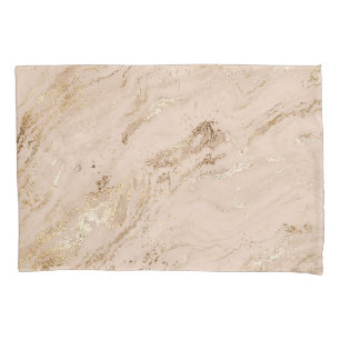 Gold Waves: Abstract Marble Pillowcase