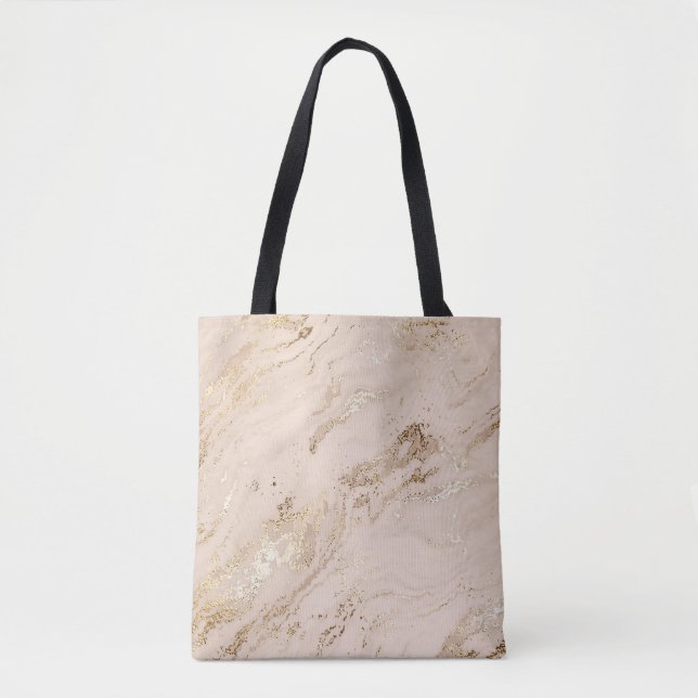 Gold Waves: Abstract Marble Tote Bag (Front)