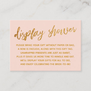 Gold Waves & Handwriting Blush Pink Display Shower Enclosure Card