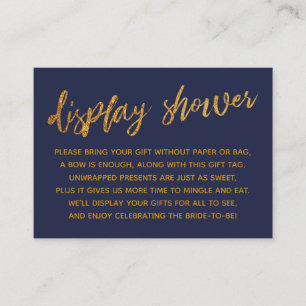 Gold Waves & Handwriting Navy Blue Display Shower Enclosure Card