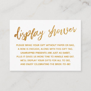 Gold Waves & Handwriting White Display Shower Enclosure Card