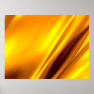 Gold waving abstract background poster