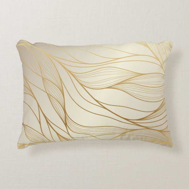 Gold wavy pattern. Luxurious golden linear ornamen Accent Pillow (Front)