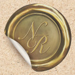 Gold Wax Seal Customized Initials Luxury Stickers<br><div class="desc">Classy wax seal design sticker with gold colours to personalize with your initials for any occasion,  from weddings to baby showers!</div>
