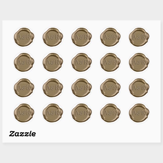 Gold Wax seal Sticker monogram, (Sheet)