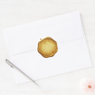 Gold Wax Seal Stickers Initials Wedding Envelope