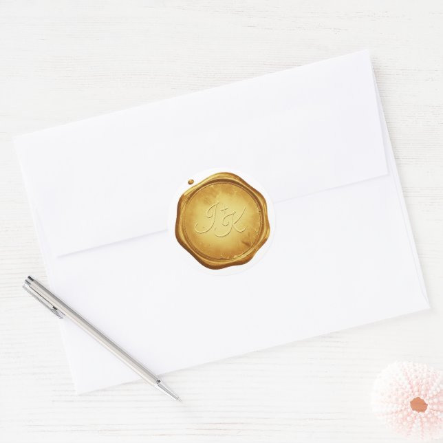 Gold Wax Seal Stickers Initials Wedding Envelope (Envelope)