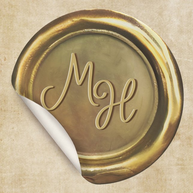  Gold Wax Seal Vintage Customized Wedding Stickers (Creator Uploaded)