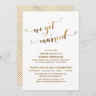 Gold We Got Married Post-Wedding Celebration Invitation