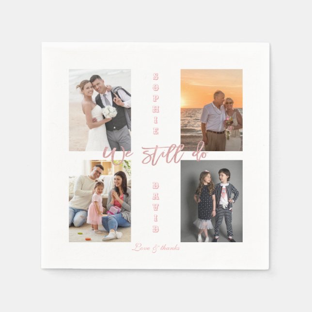 Gold We Still Do Renew the Vows Photo Collage Napkin (Front)