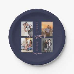 Gold We Still Do Renew the Vows Photo Collage Paper Plate