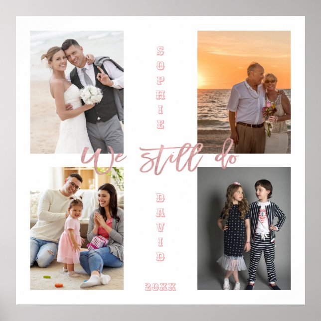 Gold We Still Do Renew the Vows Photo Collage Poster (Front)