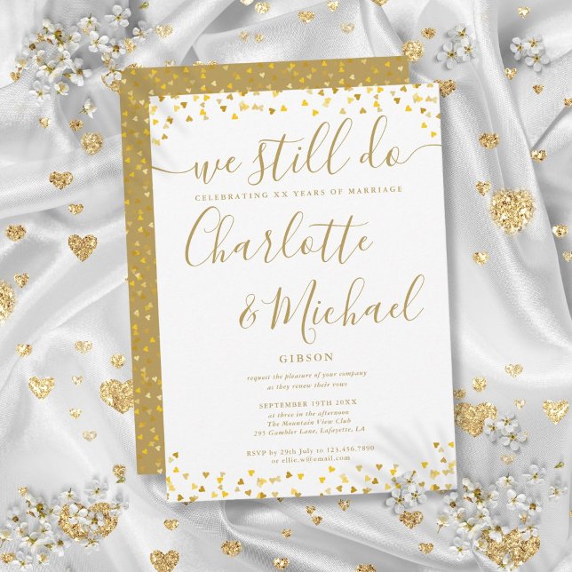 Gold We Still Do Script Vow Renewal Anniversary Invitation (Gold We Still Do Script Vow Renewal Anniversary Invitation)