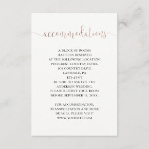 Gold wedding accommodations. Simple modern details Enclosure Card