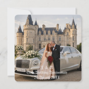 Gold Wedding Anniversary Couple Photo Invitatation