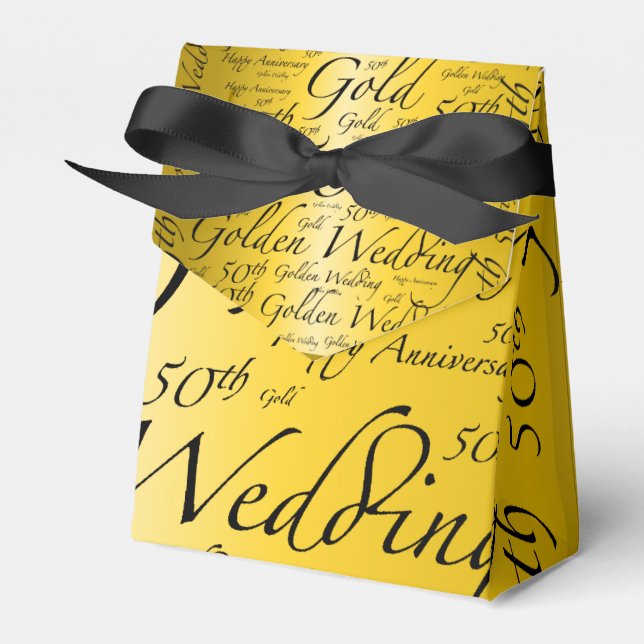 Gold Wedding Anniversary Favor Box (Front Side)