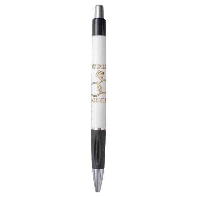 Gold Wedding Anniversary Romantic Gold Rings Pen (Front Vertical)