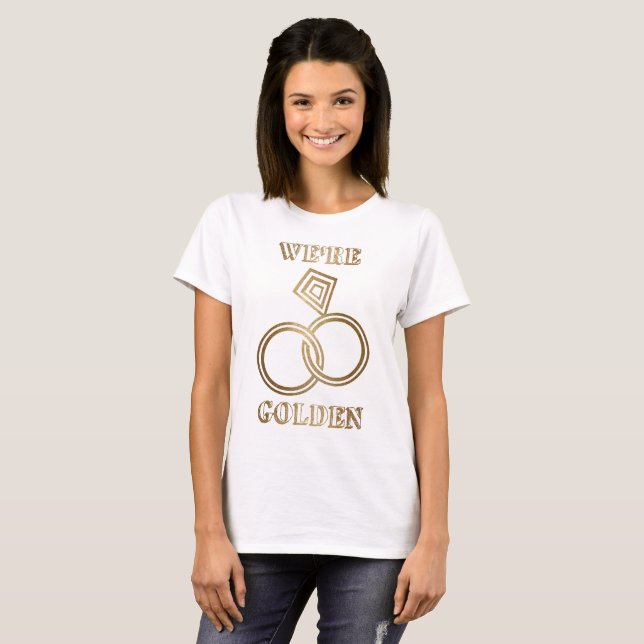 Gold Wedding Anniversary Romantic Gold Rings T-Shirt (Front Full)