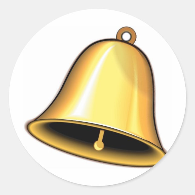 Gold Wedding Bell Classic Round Sticker (Front)