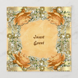 Gold wedding birthday engagement 50th invitation