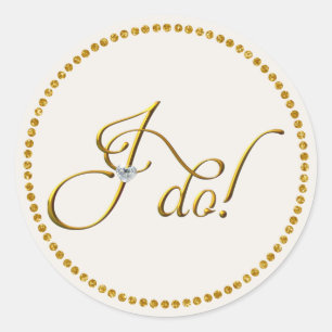 Gold Wedding Classic Round Sticker