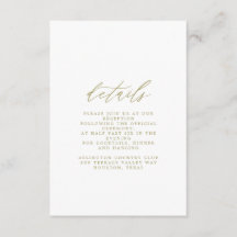 Gold Wedding Details Card