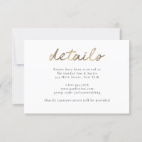 Gold Wedding Details Card