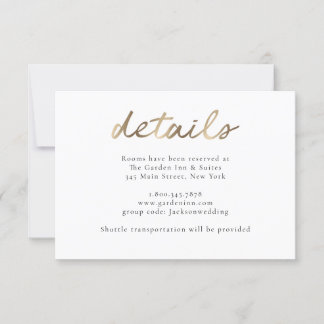 Gold Wedding Details Card