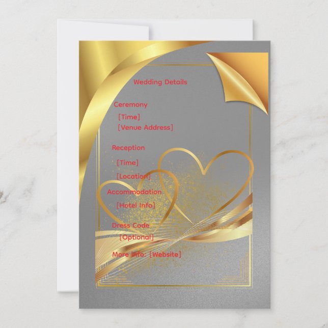 Gold Wedding Details Card | Editable Information  (Front)