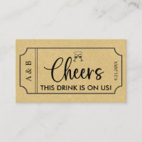 Gold Wedding Drink Ticket Voucher