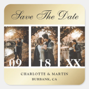 Gold Wedding Enregistrer La Date Stickers Photo