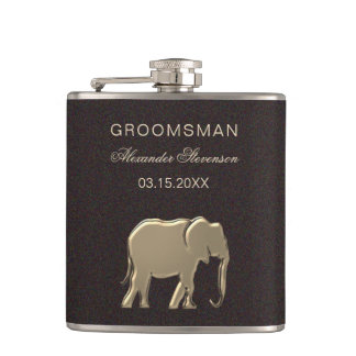 Gold Wedding Favour Hip Flask