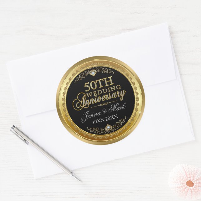 Gold Wedding Glam Gold & Diamonds Cake Stand Classic Round Sticker (Envelope)