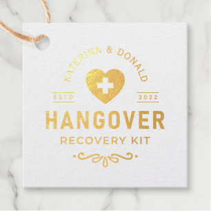 Gold Wedding Hangover Recovery Kit Favour Tags