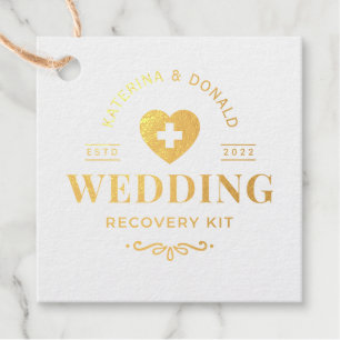 Gold Wedding Hangover Recovery Kit  Foil Favour Ta Tags