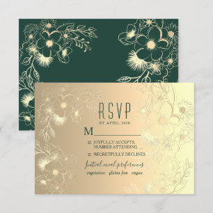 Gold Wedding Meal Choice RSVP Card