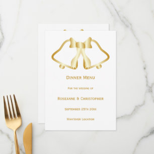 Gold Wedding Menu Bells And Ribbon