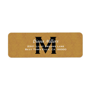 Gold Wedding Monogram Address Label V8