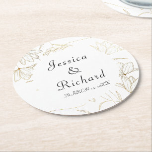 Gold Wedding Paper Plates Round Paper Coaster