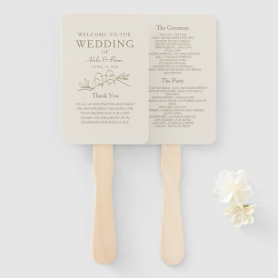 Gold Wedding Program Hand Fan