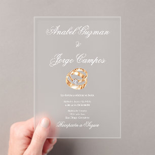 Gold wedding ring acrylic wedding  acrylic invitations