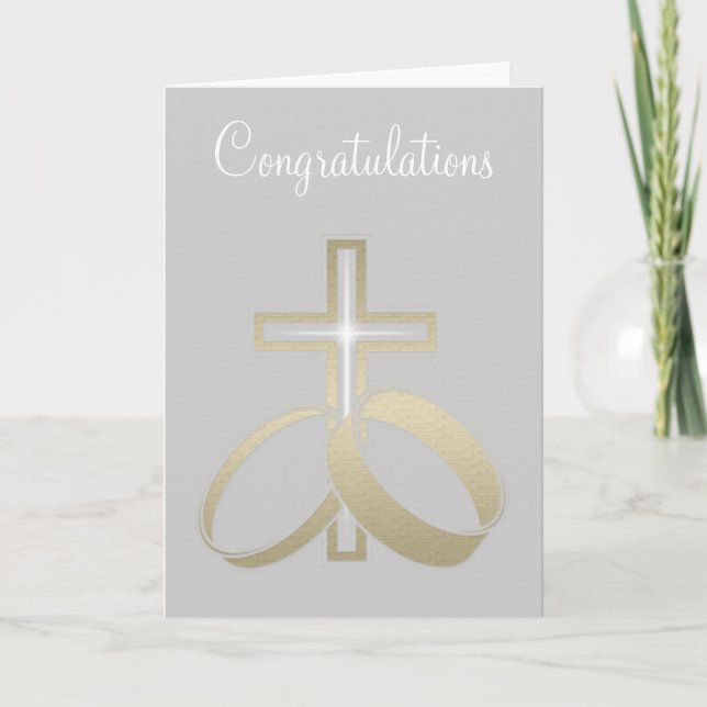 Gold Wedding Rings and Cross Gifts Card (Front)