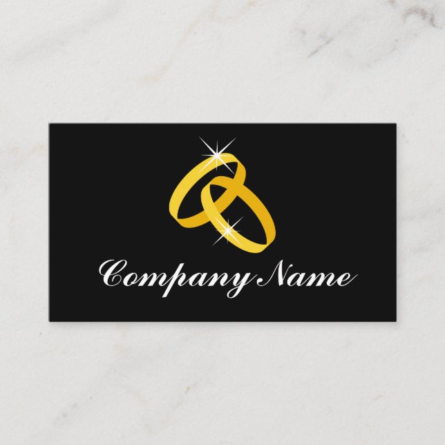 Gold wedding rings business card template (Front)