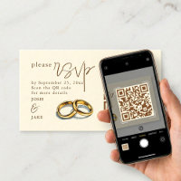 Gold Wedding Rings Illustration RSVP QR Code