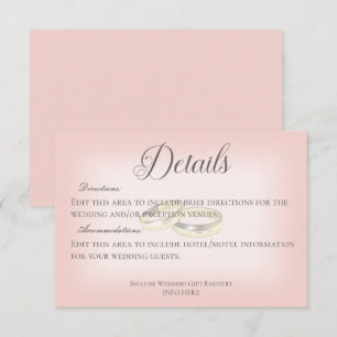 Gold Wedding Rings on Blush Wedding Details Enclosure Card
