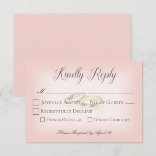 Gold Wedding Rings on Blush Wedding  RSVP Card