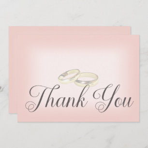 Gold Wedding Rings on Blush Wedding Thank You Card