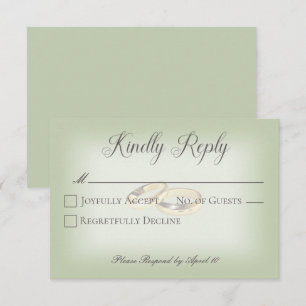 Gold Wedding Rings on Sage Wedding  RSVP Card